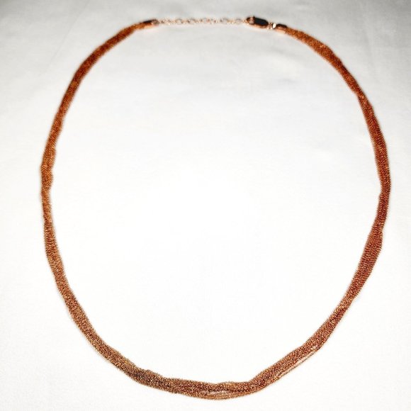 14K Rose Gold over 925 Sterling Silver multi-chain necklace w/lobster clasp 20" - Picture 1 of 5